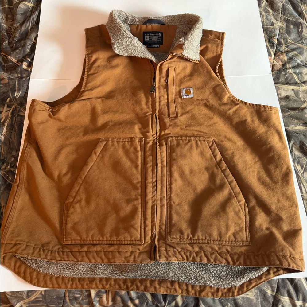 Carhartt Tan wool-Lined Work Vest